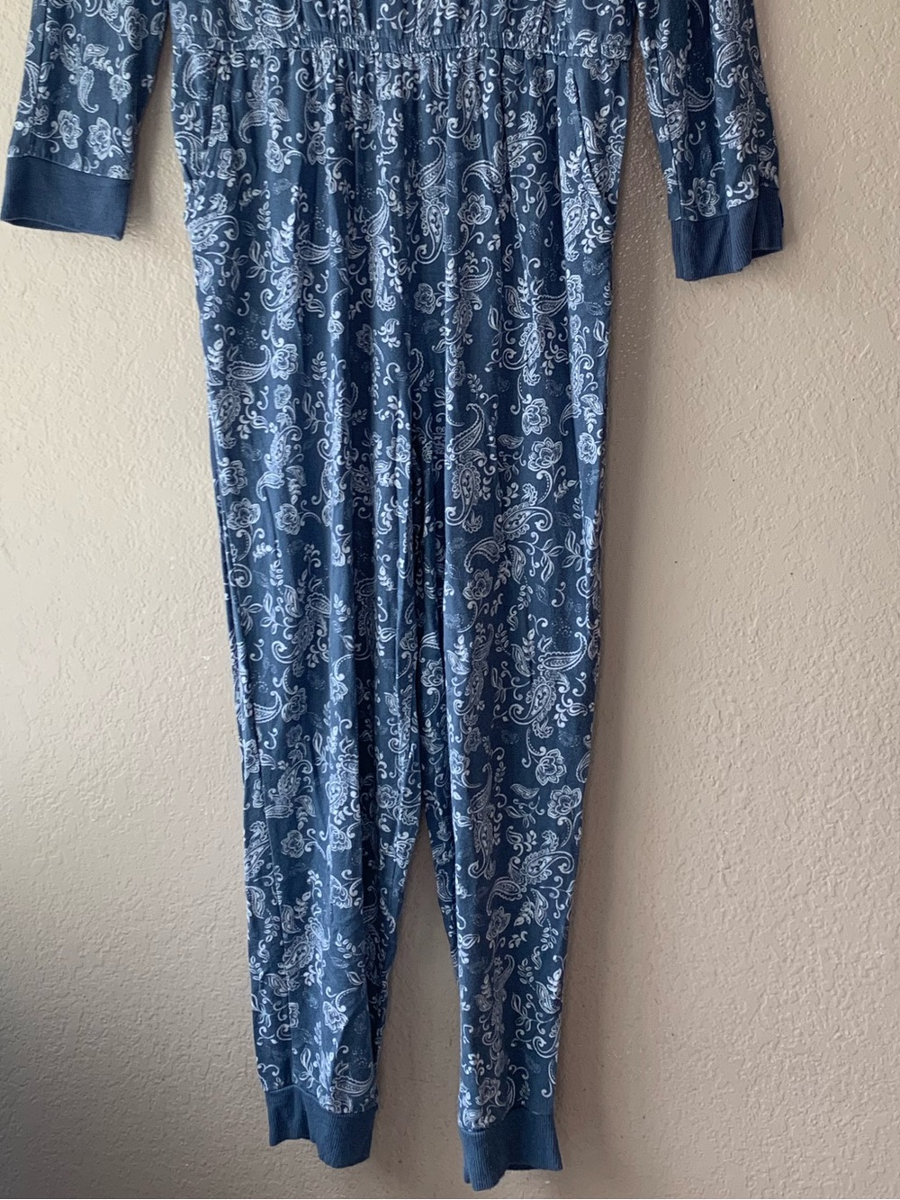 Lacy Chabert Collection Luxe French Terry Blue Paisley Loungewear Jumpsuit L - Picture 6 of 7